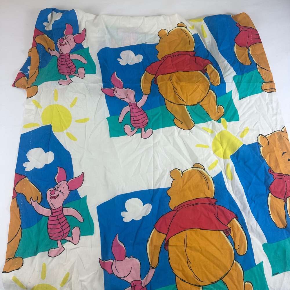 Disney Winnie the Pooh Piglet 64x40 Twin‎ Flat Bed Sheet Vintage Cotton